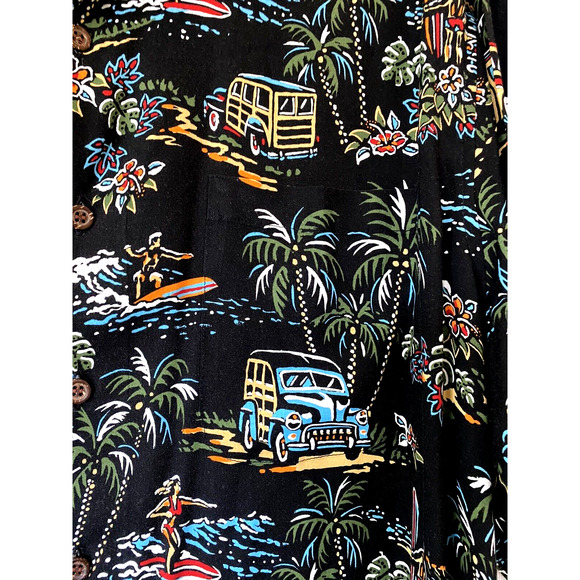 Reyn Spooner Art Of Eddy Y Men Shirt Button Down Palm Car Surf Tropical … - Picture 3 of 6